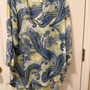 Chico's Vibrant Blue and Yellow Paisley Blouse
